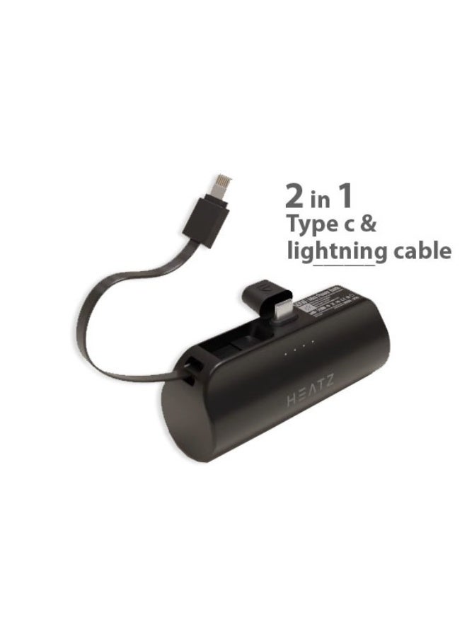 بنك طاقة نانو ميني، شاحن محمول صغير مع موصل USB-C وموصل إضاءة مدمج، وحزمة بطارية 5000 مللي أمبير في الساعة بقدرة 20 وات، لسلسلة iPhone 16/15 وSamsung وHuawei وiPad وAirPods وXiaomi وVivo وOppo والمزيد - Image 3