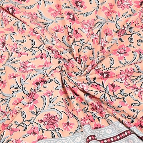 EasyGoods® Pure Cotton Ethnic Jaipuri Printed Double Bedsheet with 2 Pillow Covers | Soft & Breathable 240 TC Fabric | Traditional Rajasthani Design for Elegant Home Decor (Salmon Pink) - Image 2