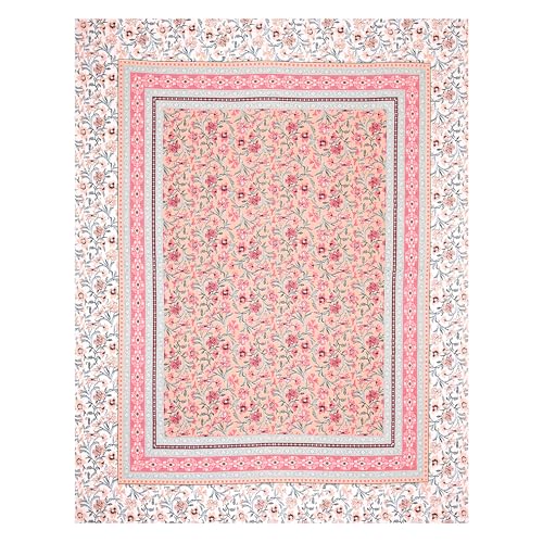 EasyGoods® Pure Cotton Ethnic Jaipuri Printed Double Bedsheet with 2 Pillow Covers | Soft & Breathable 240 TC Fabric | Traditional Rajasthani Design for Elegant Home Decor (Salmon Pink) - Image 4