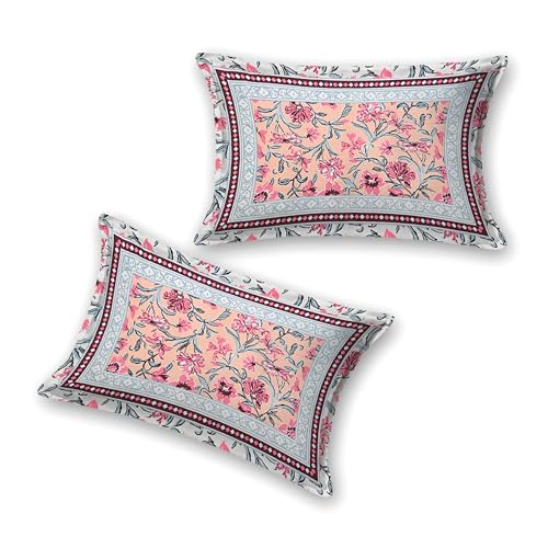 EasyGoods® Pure Cotton Ethnic Jaipuri Printed Double Bedsheet with 2 Pillow Covers | Soft & Breathable 240 TC Fabric | Traditional Rajasthani Design for Elegant Home Decor (Salmon Pink) - Image 3