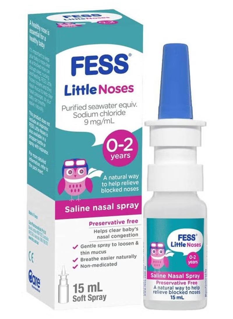 Little Noses Saline Nasal Spray 15ml | Gentle Baby Nose Spray for Congestion & Blocked Nose Relief