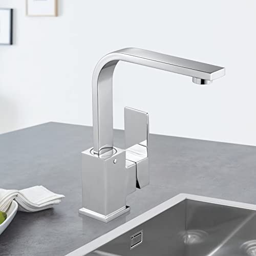 WOWOW Single Hole Bar Faucet Chrome Bar Sink Faucet Stainless Steel Rv Sink Faucet Small Kitchen Faucet Single Handle Wet Bar Tap with Supply Hoses Modern - Image 3