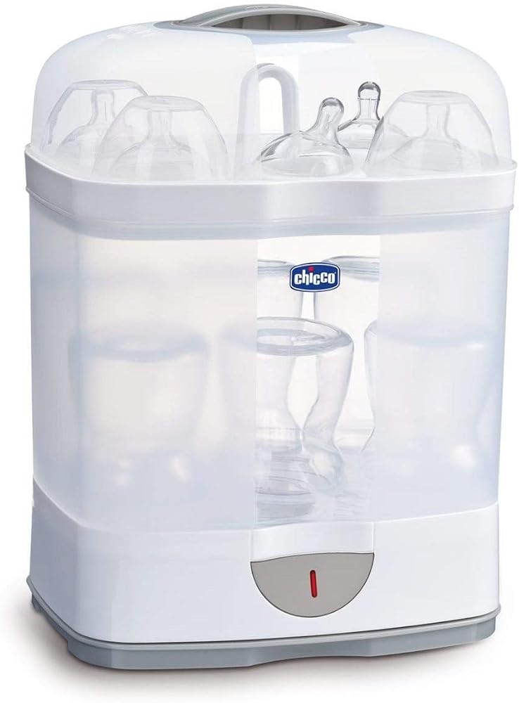 Chicco 2 in 1 Sterilizer, Adjustable Natural Steam Sterilizer for Bottles, with 2 Configurations, Quick and Easy to Use, Up to 6 x 330ml Bottles, White - Image 1