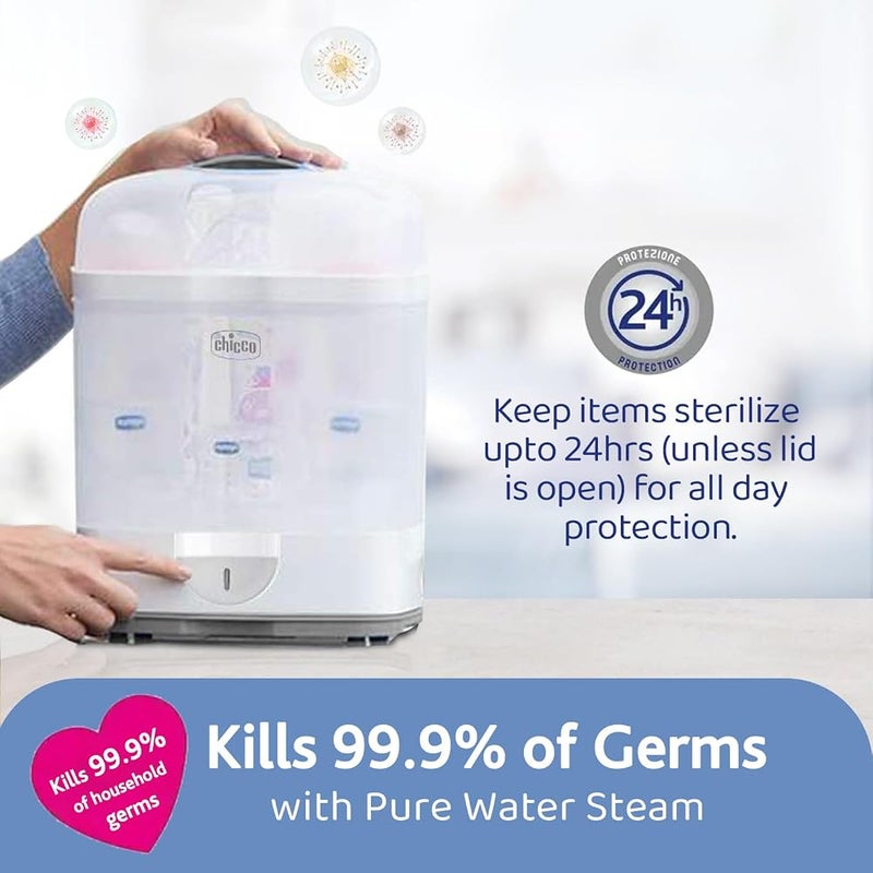 Chicco 2 in 1 Sterilizer, Adjustable Natural Steam Sterilizer for Bottles, with 2 Configurations, Quick and Easy to Use, Up to 6 x 330ml Bottles, White - Image 5