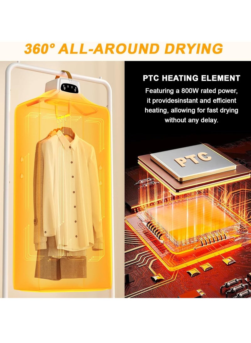 XiuWoo - Portable Electric Clothes Dryer, Multifunctional Dryer Machine, Detachable Fast Drying, Travel Clothes Dryer, Heated Clothes Airer, Wardrobe Clothes Heating with Timer, Cloth Cover - Image 1