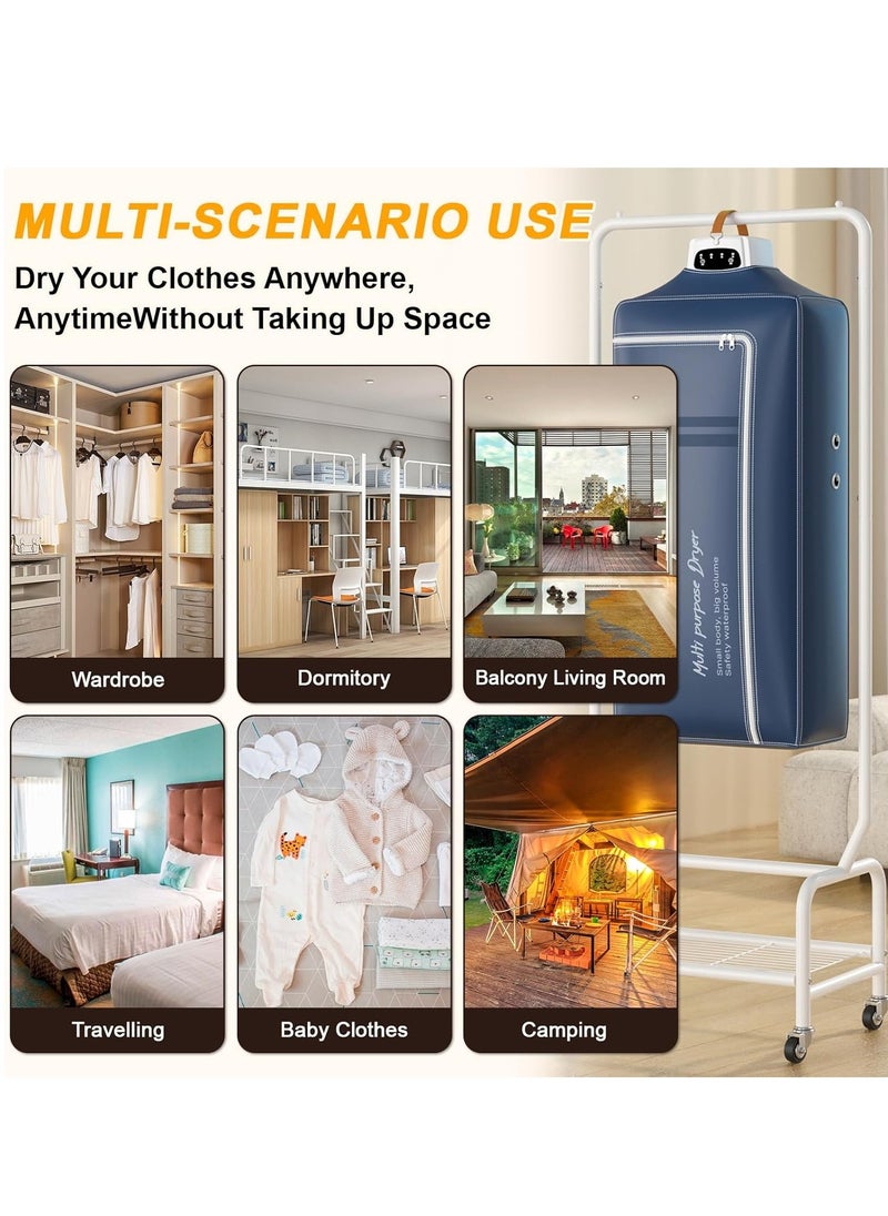XiuWoo - Portable Electric Clothes Dryer, Multifunctional Dryer Machine, Detachable Fast Drying, Travel Clothes Dryer, Heated Clothes Airer, Wardrobe Clothes Heating with Timer, Cloth Cover - Image 1