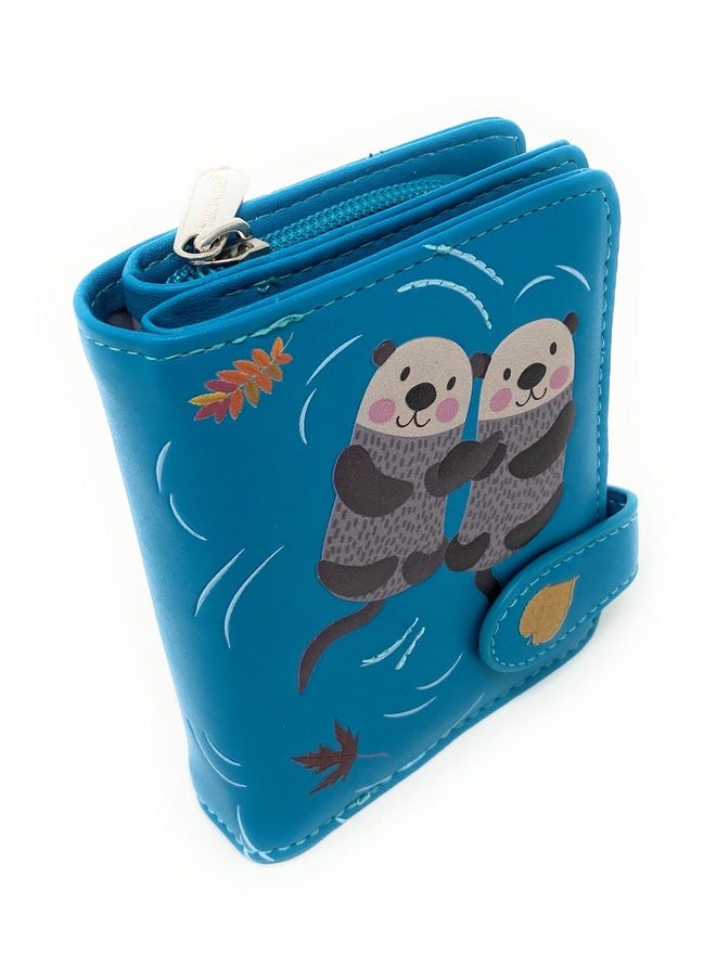 Shag Wear - Otter Design Small Animal Wallet For Women Vegan Faux Leather Teal 4.5 - Image 1