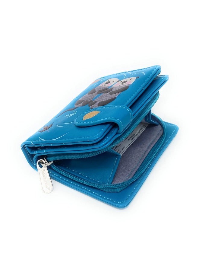 Shag Wear - Otter Design Small Animal Wallet For Women Vegan Faux Leather Teal 4.5 - Image 1