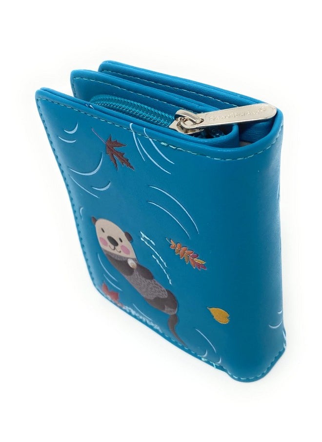 Shag Wear - Otter Design Small Animal Wallet For Women Vegan Faux Leather Teal 4.5 - Image 1