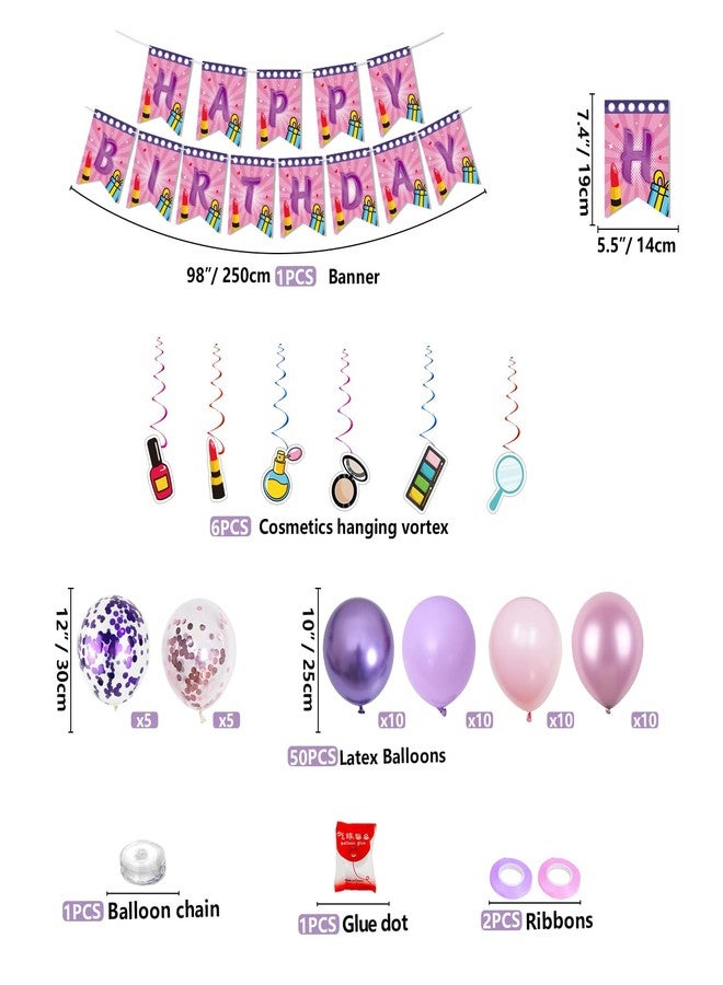 Inspireyee 237 Pcs Spa Party Decoration Makeup Birthday Party Supplies Makeup Party Tableware Paper Dinnerware Makeup Theme Favors for Princess Sweet Make up Birthday Party Decoration Baby Shower Serves 20 - Image 3