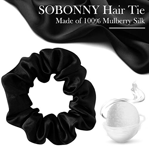 SOBONNY Black Silk Scrunchies for Women 100% Mulberry Silk Hair Ties for Night Sleep Scrunchies for Girls No Damage & Frizz Prevention for Hair Hair Accessories-3pack - Image 4