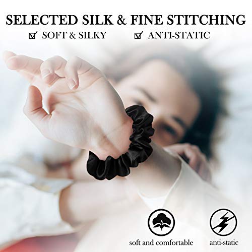 SOBONNY Black Silk Scrunchies for Women 100% Mulberry Silk Hair Ties for Night Sleep Scrunchies for Girls No Damage & Frizz Prevention for Hair Hair Accessories-3pack - Image 5