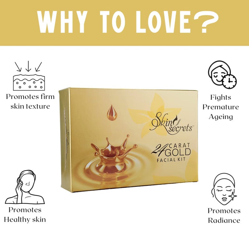 Skin Secrets طقم الوجه 24 قيراط من سكن سيكريتس للحصول على إشراقة فورية مع زيت خشب الصندل الذهبي لبشرة متألقة 310 جرام 6 خطوات سهلة - Image 3