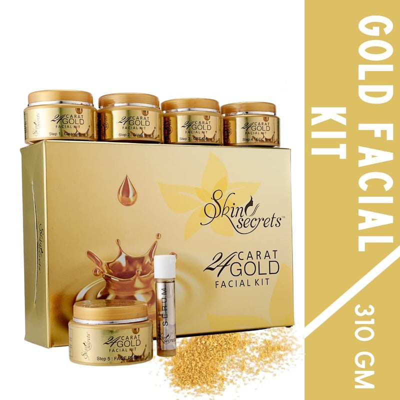 Skin Secrets طقم الوجه 24 قيراط من سكن سيكريتس للحصول على إشراقة فورية مع زيت خشب الصندل الذهبي لبشرة متألقة 310 جرام 6 خطوات سهلة - Image 2
