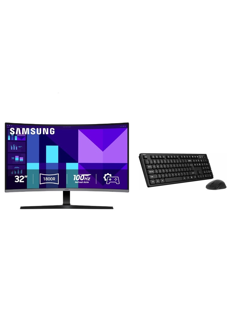 Samsung Office Starter Bundle - Samsung 32” FHD 100Hz Curved Monitor + Wireless Keyboard & Mouse Set - Image 1