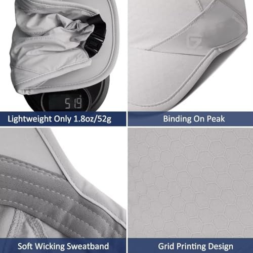 GADIEMKENSD Sport Cap,Soft Brim Lightweight Running Hat Breathable Baseball Cap Quick Dry Sport Caps Cooling Portable Sun Hats for Men and Woman Performance Workouts and Outdoor Activities Light Gray - Image 5