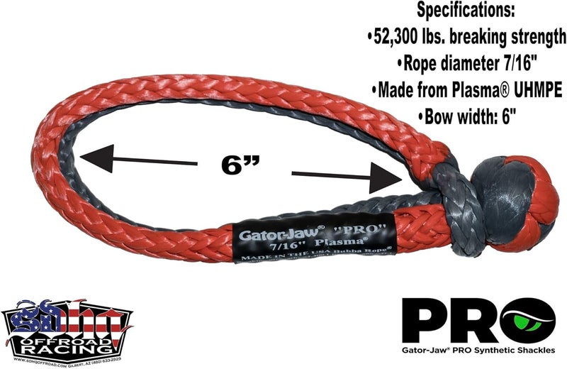 Bubba Rope Gator-Jaw Pro Synthetic Soft Shackle - 52,300LB Breaking Strength 7/16" Orange & Gray