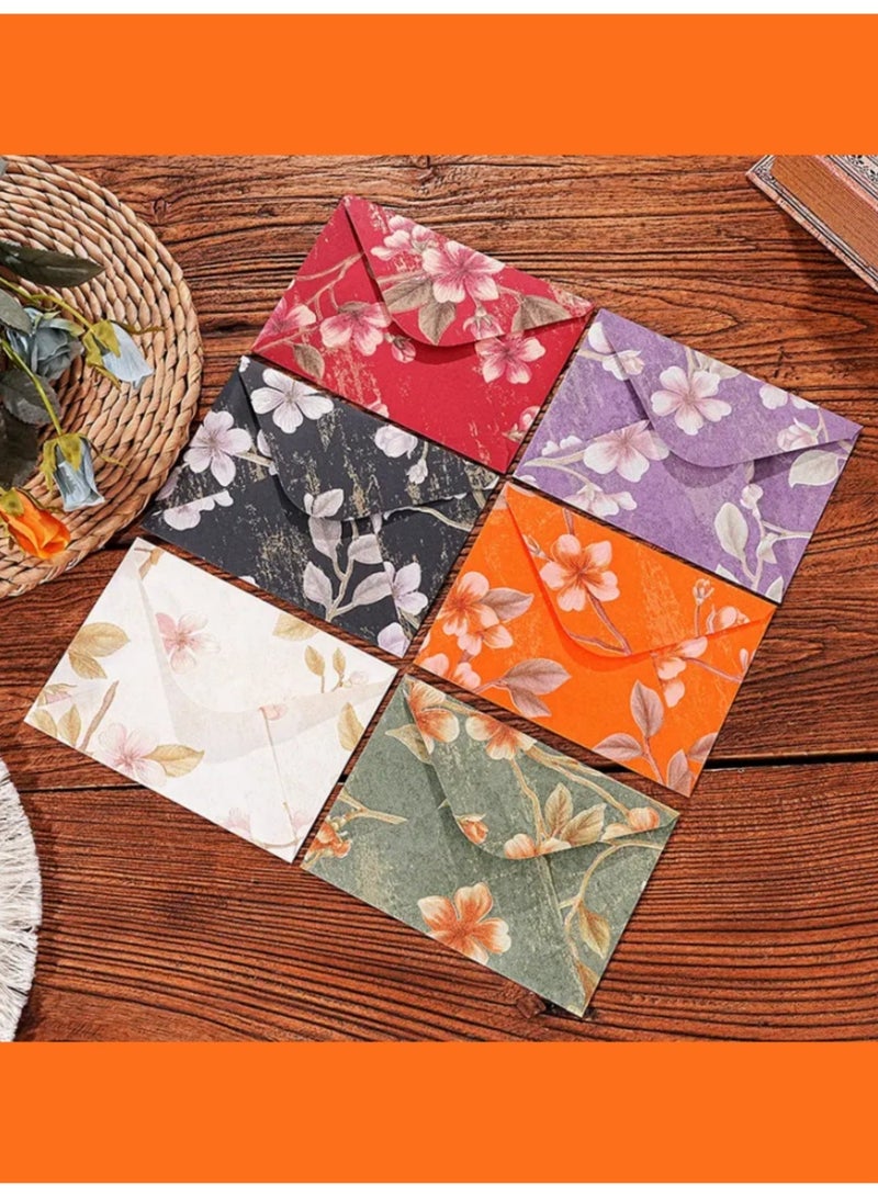 30pcs high-end vintage floral envelopes (red, black, pink, purple, green, and beige) is decorated with embossed gold foil. The floral pattern features a 3D textured design and is perfect for weddings, Christmas, anniversaries, birthdays, New Year's Day, Valentine's Day, and other occasions, as well as everyday use. Made of high-quality paper, they're suitable for everyone. (Due to paper cutting, the placement of the flowers may be random.) - Image 2