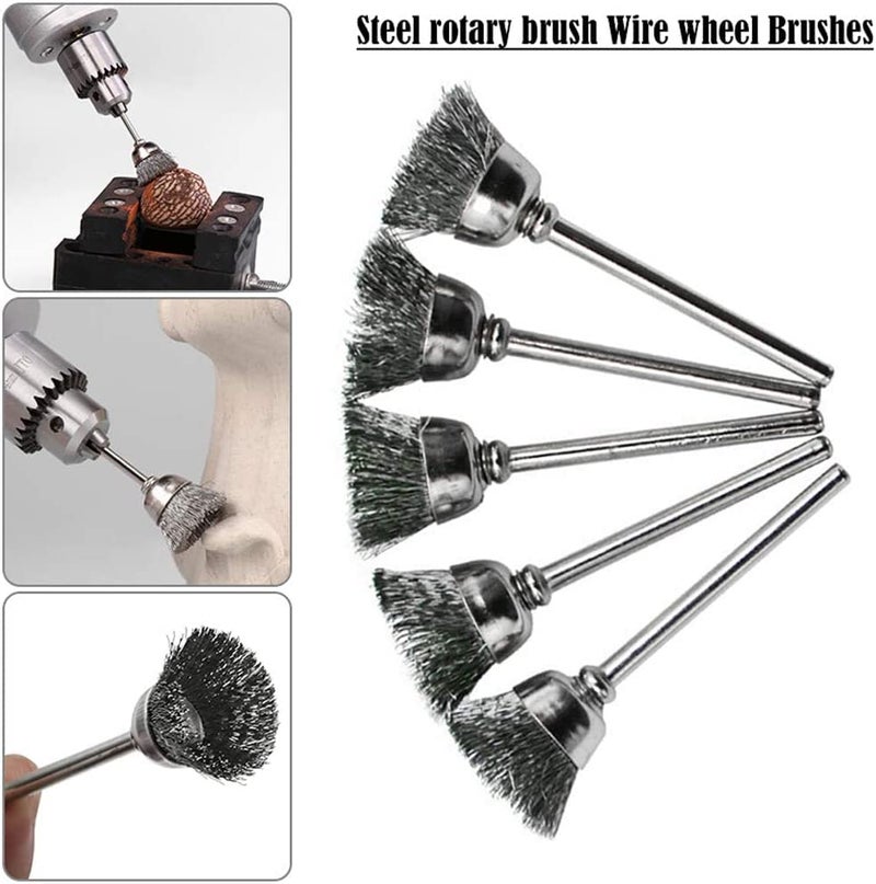 Rocaris Wire Buffing Wheel Brush Set, Wire Brush Set 1/8" Shank for Rotary Tools Accessories Polish Clean Tools, 120 Pack - Image 2