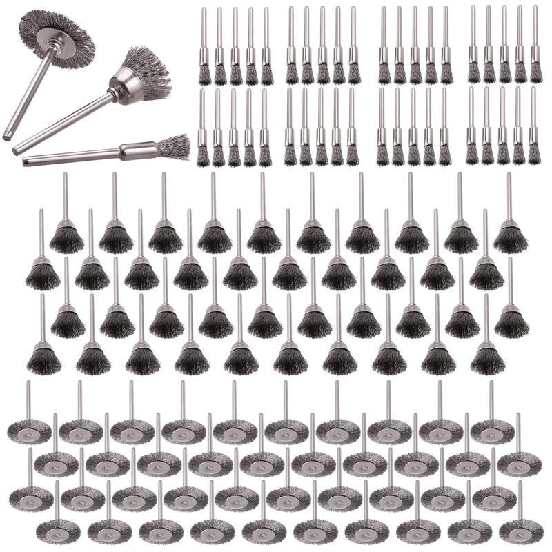 Rocaris Wire Buffing Wheel Brush Set, Wire Brush Set 1/8" Shank for Rotary Tools Accessories Polish Clean Tools, 120 Pack - Image 1