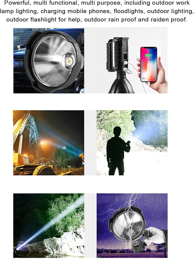AYNEFY P50 LED Searchlight Super Bright USB Rechargeable Dual Light 6000mAh Camping - Image 5