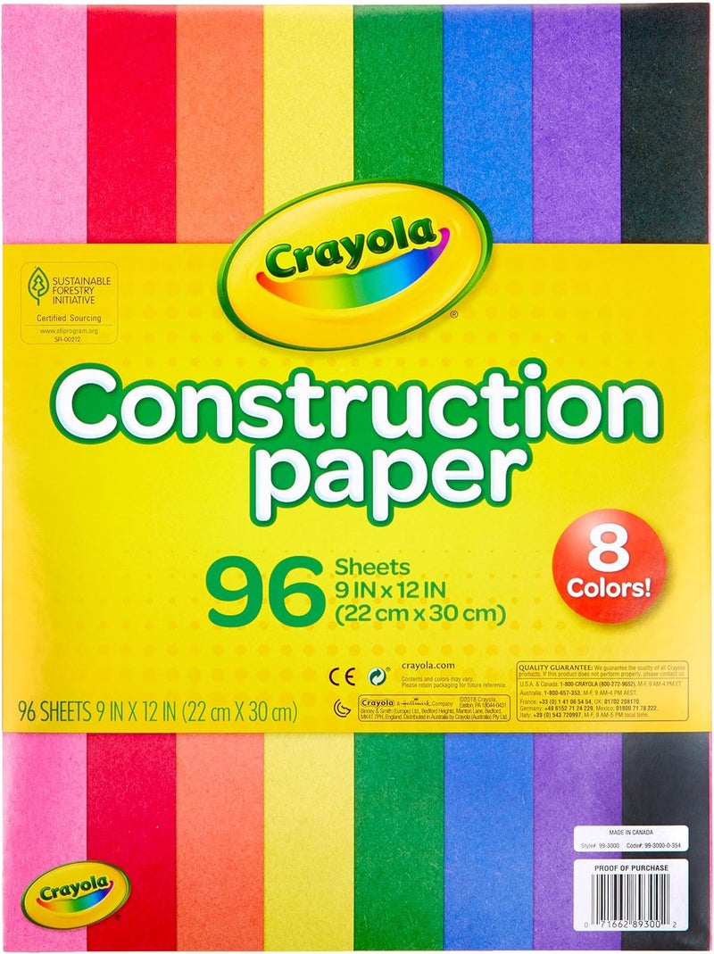 Crayola Construction Paper Pad - 96 Sheets of 9" x 12" in 8 Classic Colors for Arts and Crafts - Image 1
