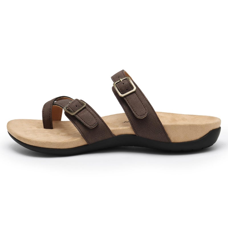 Athlefit Orthopedic Sandals for Women with Arch Support Adjustable Comfort Walking Orthotic Flip Flops Brown Size 9 - Image 3