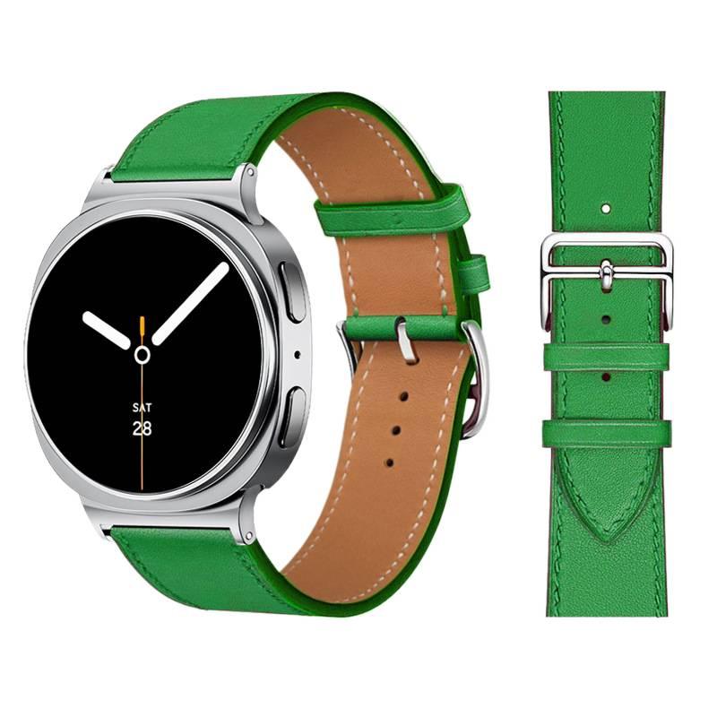YZL سوار ساعة ذكية سوار جلدي كلاسيكي متوافق مع Samsung Galaxy Watch بملاءمة قابلة للتعديل وحزام بديل للاستخدام اليومي باللون أخضر قابل للتعديل باللون الأخضر - Image 1