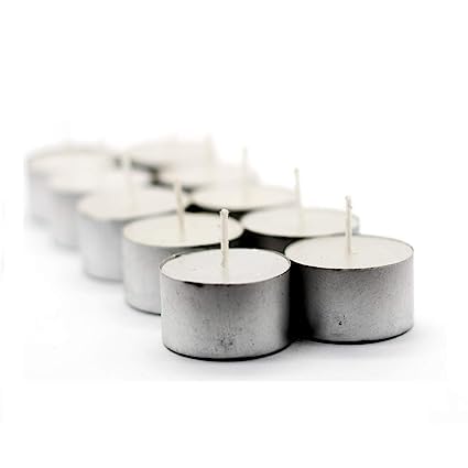 DeLush Tealight Candles 100 Pure Wax Unscented Pack of 50 Long Burning Tealight 9 Hours Burn time White Unscented Tea Light Candles Pack of 200 - Image 1