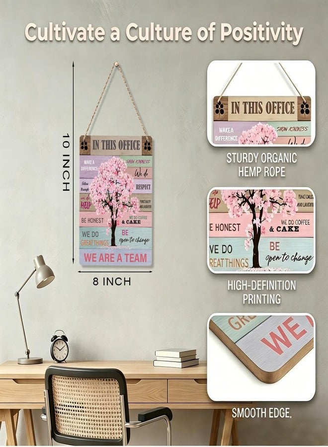 GUDIAO Inspirational Pink Office Decor for Women, In This Office We Make a Difference, Rustic Desk Wall Art, 8×10 Inch Wooden Hanging Sign, Motivational Home Office Decoration - Image 2