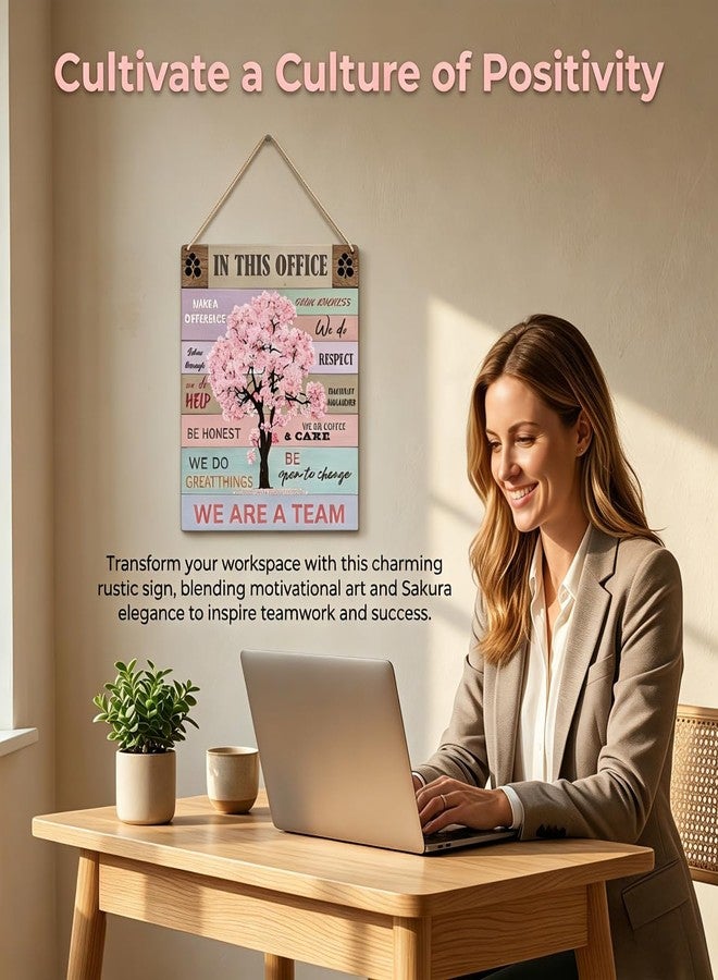 GUDIAO Inspirational Pink Office Decor for Women, In This Office We Make a Difference, Rustic Desk Wall Art, 8×10 Inch Wooden Hanging Sign, Motivational Home Office Decoration - Image 5
