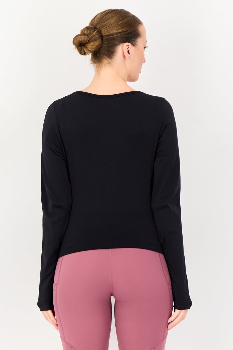 UNDER ARMOUR Women Fitted Fit Long Sleeve Training T-Shirt, Black - Image 3