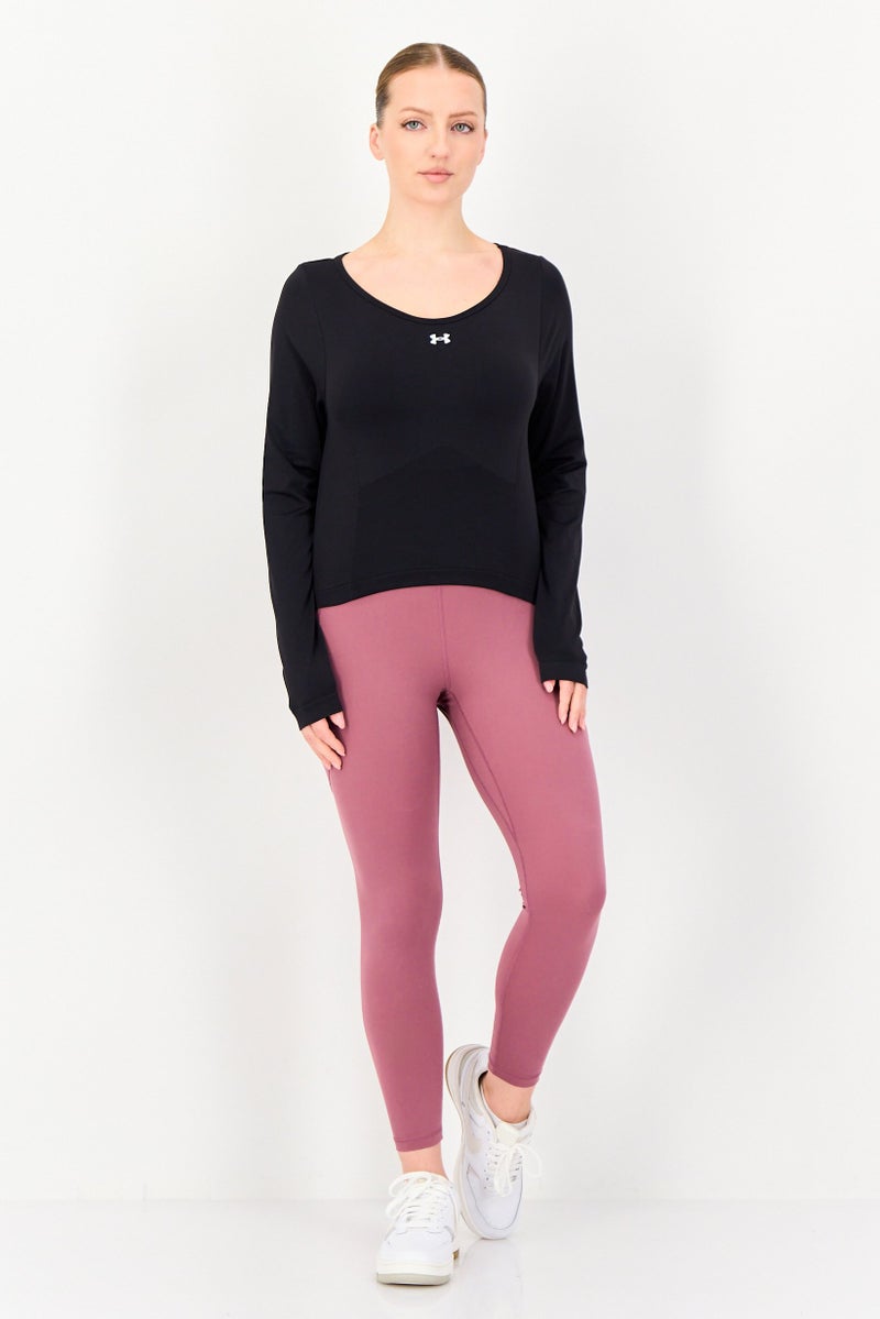 UNDER ARMOUR Women Fitted Fit Long Sleeve Training T-Shirt, Black - Image 4