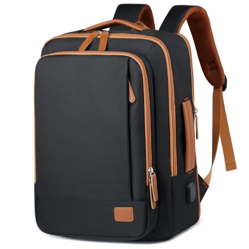 TOURTIER Stylish Laptop Backpack for Men & Women with USB Charging Port, Compatible Laptop 15.5-inch (BLACK) - Image 1