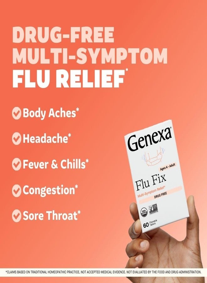 Genexa Flu Fix | Multi-Symptom Flu Remedy for Kids & Adults | Relieves Aches, Fever, Congestion | Acai Berry Flavor | Organic & Non-GMO | Homeopathic Remedy Made Clean | 60 Chewable Tablets, Ages 4+​ - Image 2