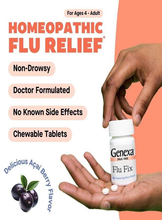 Genexa Flu Fix | Multi-Symptom Flu Remedy for Kids & Adults | Relieves Aches, Fever, Congestion | Acai Berry Flavor | Organic & Non-GMO | Homeopathic Remedy Made Clean | 60 Chewable Tablets, Ages 4+​ - Image 3