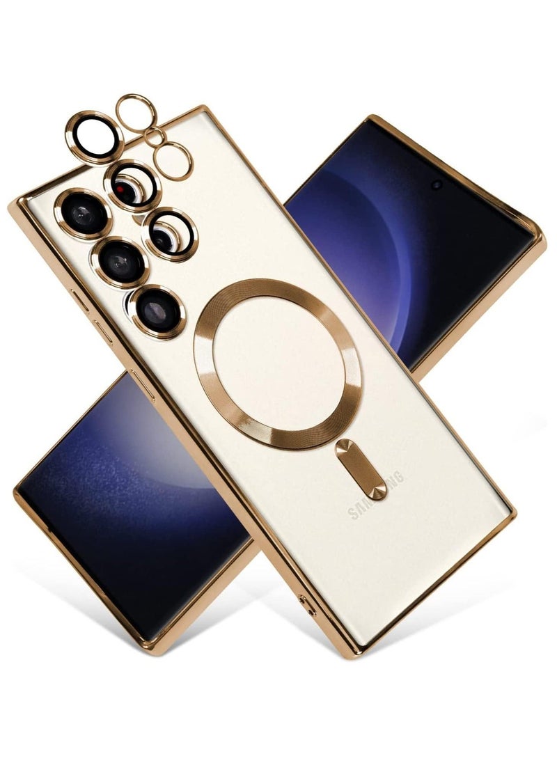 راكسوم حالة واضحة مغناطيسية لـ Samsung Galaxy S23 Ultra مع حامي عدسة الكاميرا Magsafe متوافق مع TPU Soft Soft Froofchproof المضاد للخلع (Samsung Galaxy S23 Ultra ، الذهب) - Image 1