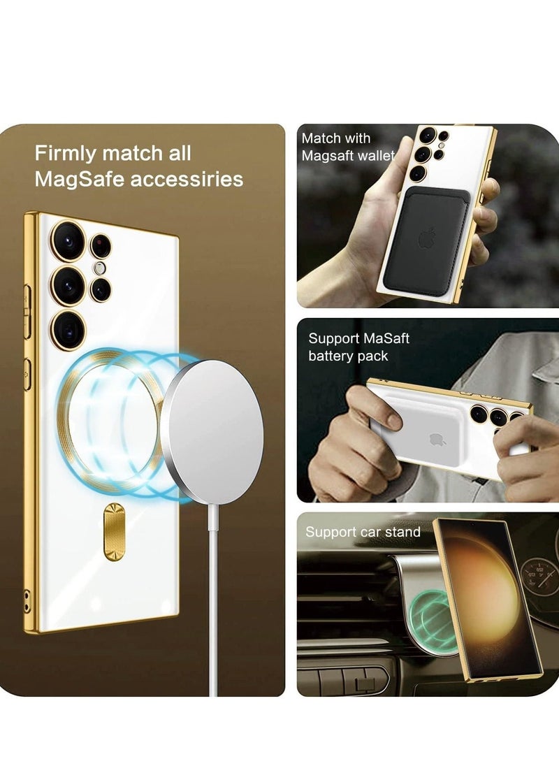 راكسوم حالة واضحة مغناطيسية لـ Samsung Galaxy S23 Ultra مع حامي عدسة الكاميرا Magsafe متوافق مع TPU Soft Soft Froofchproof المضاد للخلع (Samsung Galaxy S23 Ultra ، الذهب) - Image 4