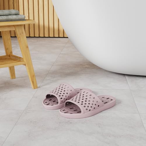 WOTTE Shower Sandals Women Quick Drying Bath Slippers Non Slip Dorm Shoes Size 8 Pink - Image 3