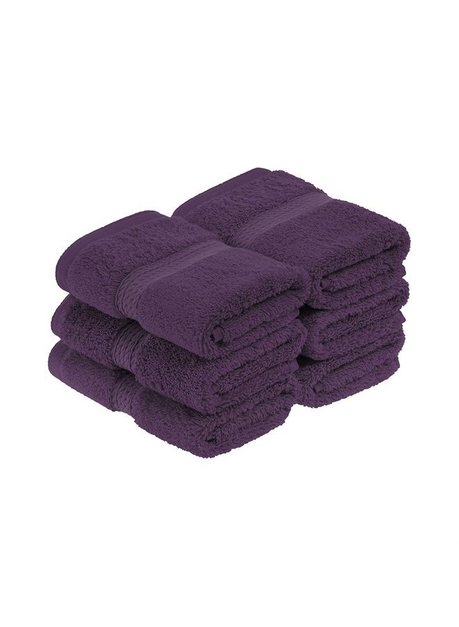 Superior Solid Egyptian Cotton Face Towel Set, 13" x 13", Plum, 6-Pieces - Image 1
