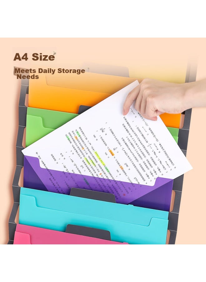 Fizz A4 Hanging Rainbow Accordion File Folder, Large Capacity Exam Paper Storage, Subject Organizer, Handbag, Wall-mounted Document Holder, 7-layer File Protection, For Office And Home Use, Fz104001 - Image 2
