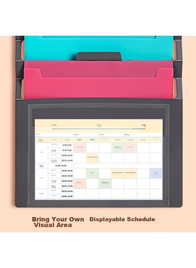 Fizz A4 Hanging Rainbow Accordion File Folder, Large Capacity Exam Paper Storage, Subject Organizer, Handbag, Wall-mounted Document Holder, 7-layer File Protection, For Office And Home Use, Fz104001 - Image 3