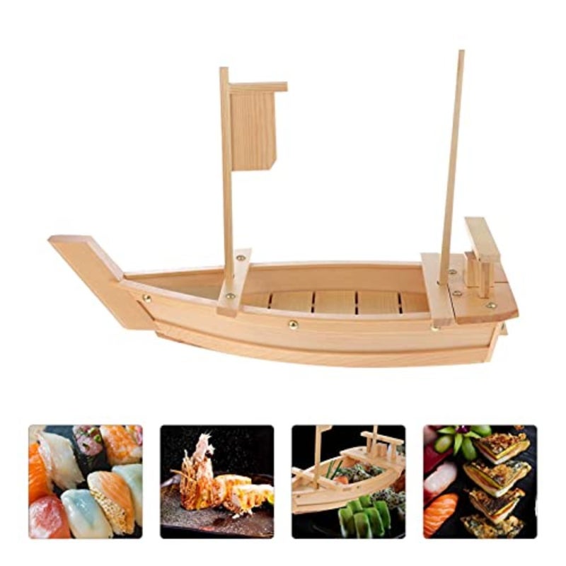Wooden Sushi Boat Japanese Sashimi Sushi Boat Serving Tray Sushi Plate Tableware for Home Restaurant Bar - Image 5