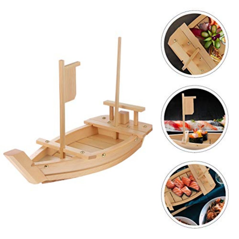 Wooden Sushi Boat Japanese Sashimi Sushi Boat Serving Tray Sushi Plate Tableware for Home Restaurant Bar - Image 4