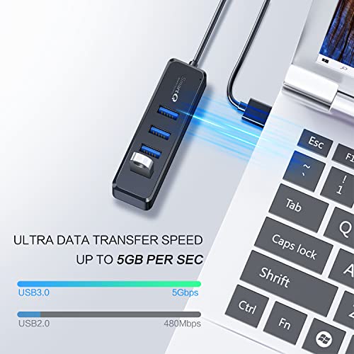 SmartQ H302S USB 3.0 Hub, 4-Port USB Expander with 2ft Long Cable, High-Speed Data Transfer, Compatible with Laptop, PC, Mac, Printer, External HDD - Image 4
