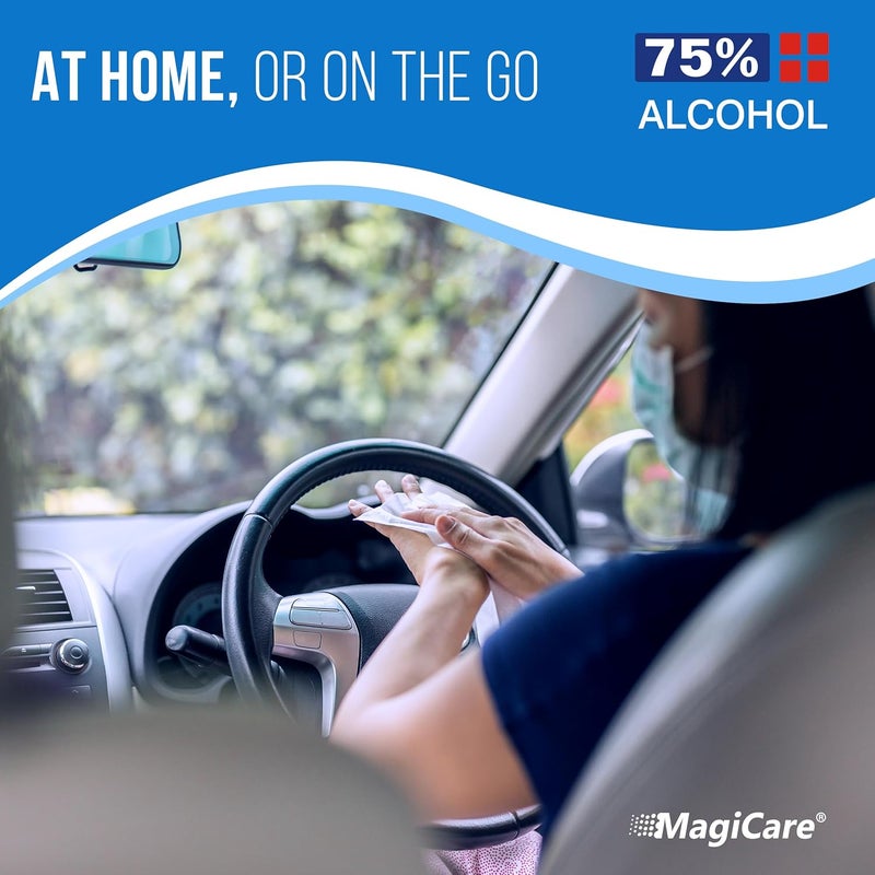 MAGICARE 75% Large Alcohol Wipes (4-80ct Packs) - Alcohol Hand Sanitizing Wipes, Premium - Unscented Hand Wipe, Sanitizer Wipe - Travel, Home, Classroom, Camping - 4 Soft Packs (320pcs) - Image 5