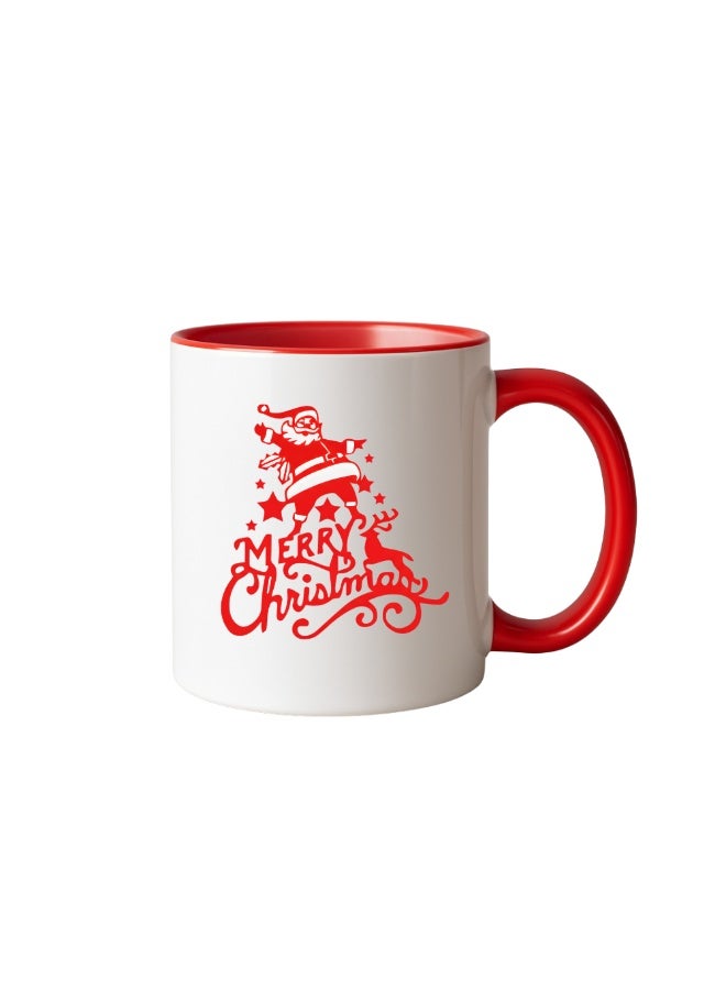 برينت شوب فور مي كوب قهوة سيراميكي مطبوع عليه عبارات عيد ميلاد سعيد - هدية مثالية للأصدقاء والموظفين | كوب أحمر ثنائي اللون بطابع وديكور عيد الميلاد - Image 1