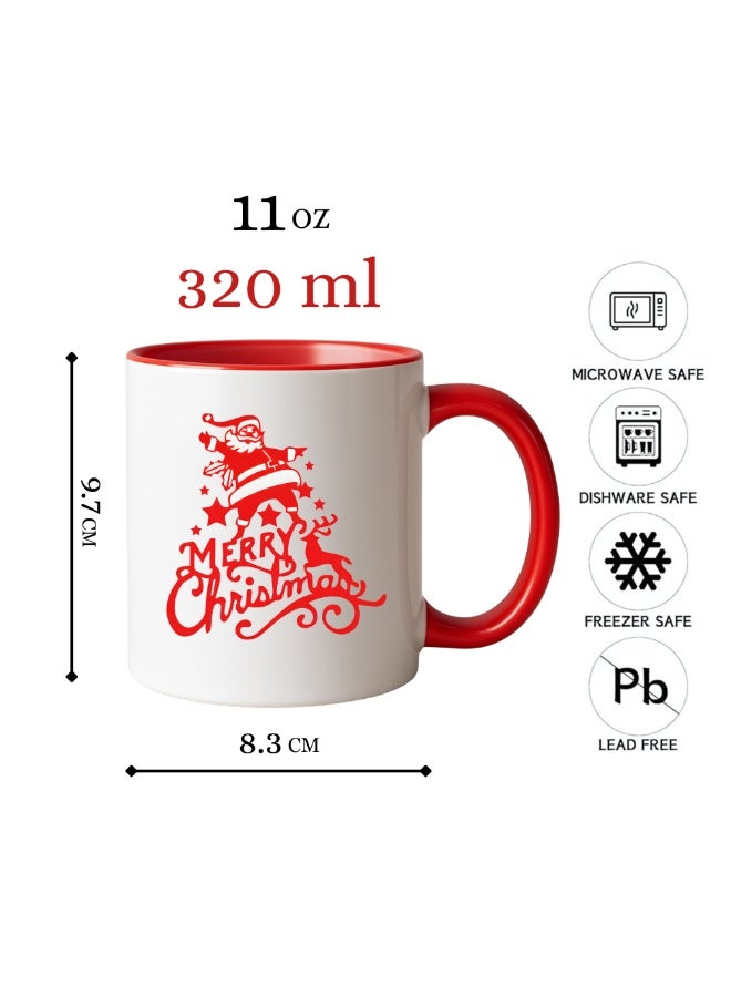 برينت شوب فور مي كوب قهوة سيراميكي مطبوع عليه عبارات عيد ميلاد سعيد - هدية مثالية للأصدقاء والموظفين | كوب أحمر ثنائي اللون بطابع وديكور عيد الميلاد - Image 4