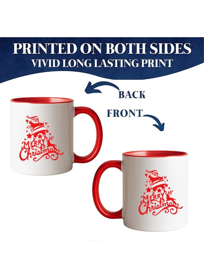 برينت شوب فور مي كوب قهوة سيراميكي مطبوع عليه عبارات عيد ميلاد سعيد - هدية مثالية للأصدقاء والموظفين | كوب أحمر ثنائي اللون بطابع وديكور عيد الميلاد - Image 2