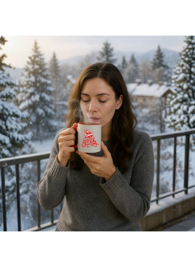 برينت شوب فور مي كوب قهوة سيراميكي مطبوع عليه عبارات عيد ميلاد سعيد - هدية مثالية للأصدقاء والموظفين | كوب أحمر ثنائي اللون بطابع وديكور عيد الميلاد - Image 5
